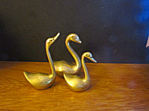 Vintage Brass Set Of Swans