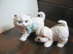 Vintage Homco Persian Kitten & Puppy Figurines