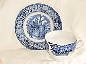 Staffordshire Flat Cup Saucer Liberty Blue