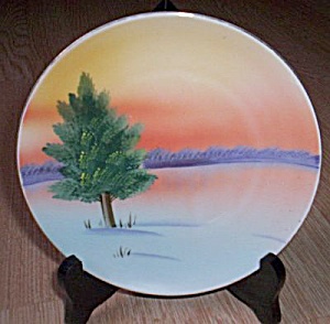 Meito China Hand Painted Porcelain Plate Pine Tree