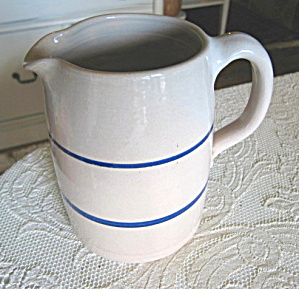 Vintage Blue White Stoneware Pitcher