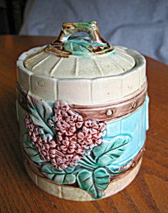 Majolica Vintage Flower And Picket Fence Jar