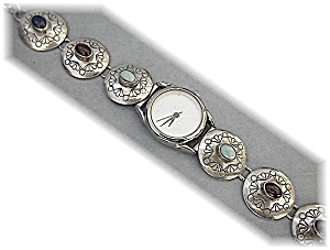 Native American Sterling Silver Jewel Band Watch