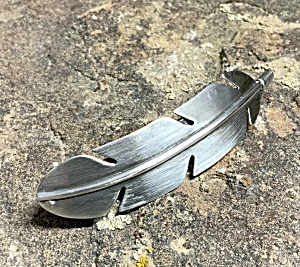 Hair Barrette Sterling Silver Feather 3 Inches