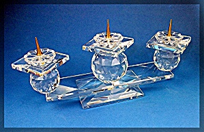 Swarovski Crystal Triple Candle Holder - Pin Style