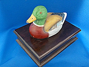 Wooden Box With Malard Duck Lid