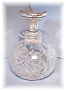 Large Brilliant Cut Glass Sterling Topped Bot