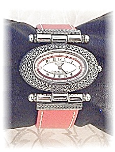 Sterling Silver Pink Leather Band Ecclisi Wristwatch