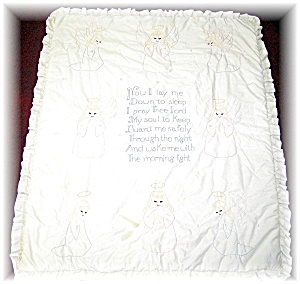 Baby Quilt Hand Embroidered Prayer & Angels