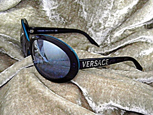 Sunglasses Versace Black Teal Frame Italy