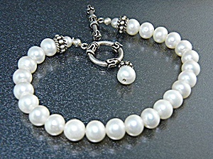 Freshwater Pearls Sterling Silver Toggle Clasp Bracelet
