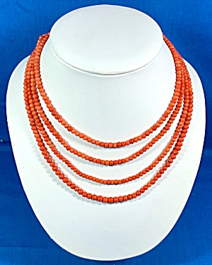 Salmon Coral Graduated 3 Strand Necklace