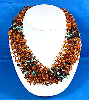 Amber Kingman Turquoise 12 Strand Necklace