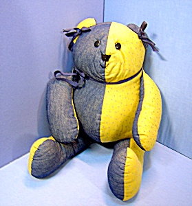 Handcrafted Bear - Fat Little Guy With Blue Ribbons ..