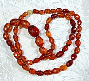 Honey Amber Faceted Graduated Bead Necklace