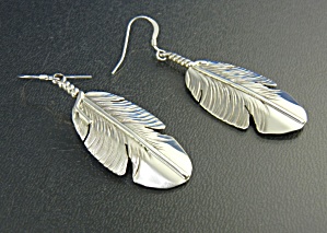 Ben Begay Navajo Sterling Silver Feather Earrings