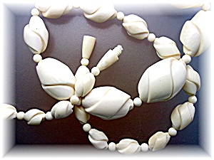 Bone Ivory Graduated Twist Clasp Necklace