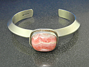 Navajo Sterling Silver Rhodochrosite Bracelet Tahe
