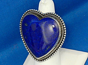 Navajo Sterling Silver Lapis Heart Ring Myron Etsitty