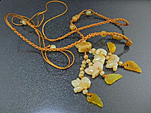 Jade Animals Gold Silk Necklace