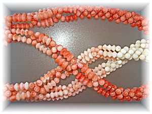 Necklace Cream Pale Pink 4mm Twisted Coral
