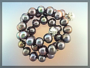 Necklace Rainbow Color Grey Freshwater Pearls 11mm