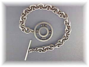 Tiffany Atlas Sterling Silver Toggle Charm Bracelet