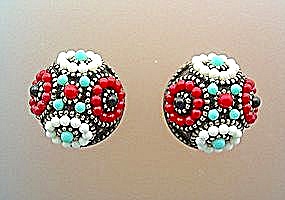 Vintage Beaded Clip Earrings