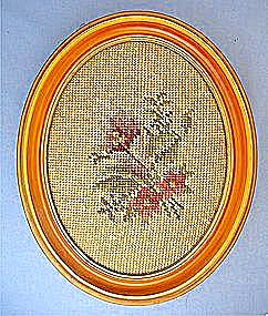 Tapestry Hand Stitched Flowers Framed Picture