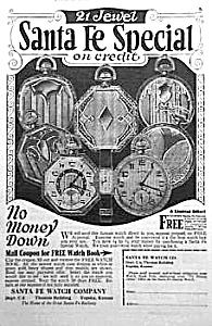 1926 Santa Fe Illinois Pocket Watch Ad