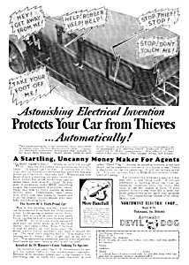 1930 Gadget To Protect From Auto Thieves Ad