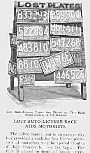 1926 Lost License Plate Display Mag Article
