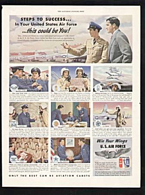 1950 Us Air Force Recruitment Aviation Cadets Print Ad
