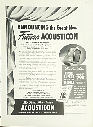 1945 Acousticon Hearing Aid Print Ad