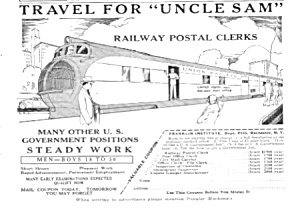 1935 Railway - Railroad Postal Clerk Ad