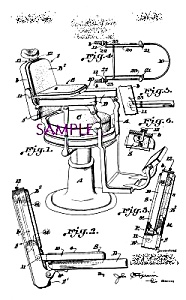 Patent Art: 1920s Barber Shop Chair- Matted