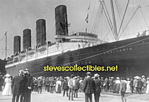 C.1907 Lusitania Arriving Ny Photo - Matted