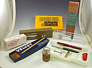 Box Lot Of Vintage Writing Collectibles-fountain Pens+