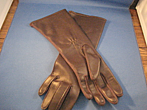 Long Brown Leather Gloves