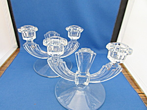 Glass Art Deco Candle Holders