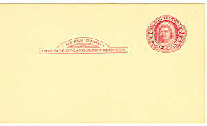 2 Cent Red Martha Washington Reply Postal Card