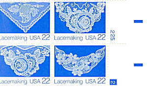 #2354a, 22 Cent Folk Art Lacemaking Plate Block