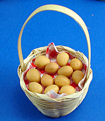 Dollhouse Miniature Basket Of Ceramic Eggs