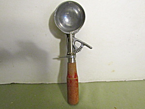 Vintage Steel Ice-cream Scoop With Red Wooden Handle