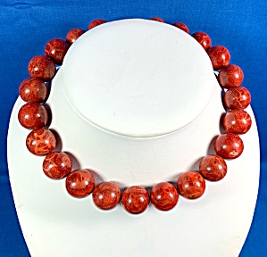 Apple Coral 18mm Bead Necklace 16 Inches